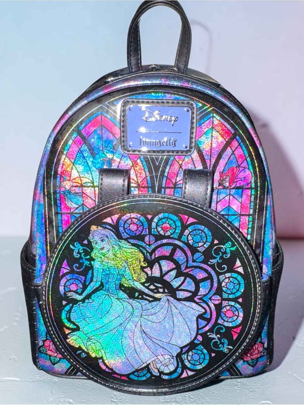 Loungefly Sleeping Beauty Stained Glass Mini Backpack